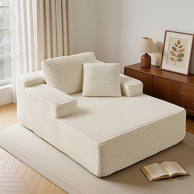 65.1'' Chaise Lounge Chair Indoor, Non-Assembly Upholstered Boneless Sofa, Compression Sofa