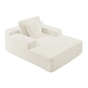 65.1'' Chaise Lounge Chair Indoor, Non-Assembly Upholstered Boneless Sofa, Compression Sofa