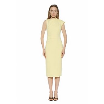 Women's ALEXIA ADMOR Vaila Draped Neck Midi Sheath Dress