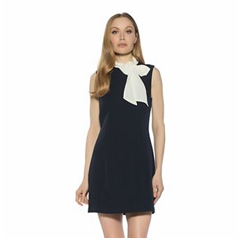 Women's ALEXIA ADMOR Sleeveless Shift Dress With Chiffon Necktie