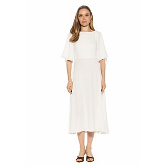 Women's ALEXIA ADMOR Milos Boatneck Flounce Sleeves Midi Dress