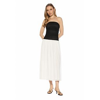 Women's ALEXIA ADMOR Seraphina Strapless Ruched Mesh Midi Dress