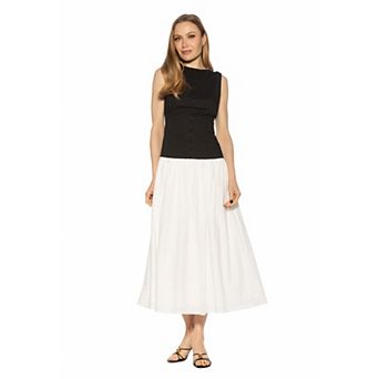 Women's ALEXIA ADMOR Solenne Boatneck Button Down Dropped Waist Dress