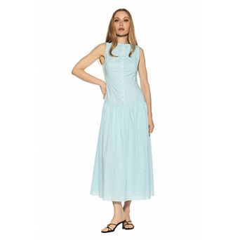 Women's ALEXIA ADMOR Solenne Boatneck Button Down Dropped Waist Dress
