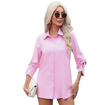 Women's Wrinkle Free Long Sleeve Collared Dress Blouses Casual Work Office Tunics Tops