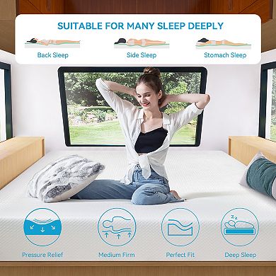 Opoiar King RV Mattress 10 Inch Tencel Cover Memory Foam Cooling Medium Firm Back Support