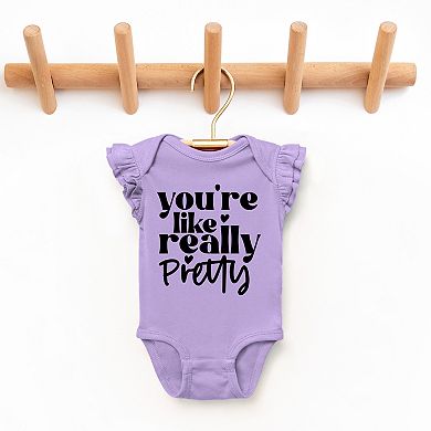 You're Like Really Pretty Hearts - Baby Flutter Sleeve Bodysuit