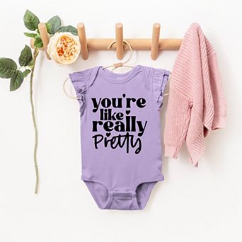You're Like Really Pretty Hearts - Baby Flutter Sleeve Bodysuit