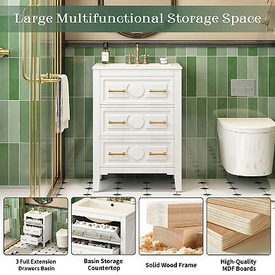 Merax 24" Bathroom Vanity with Ceramic Sink Combo Free Standing Single Vanity Set