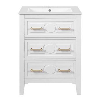 Merax 24" Bathroom Vanity with Ceramic Sink Combo Free Standing Single Vanity Set