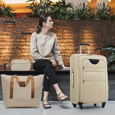 Merax 5-Piece Softside Expandable Luggage Set with Spinner Wheels & Duffel Bag