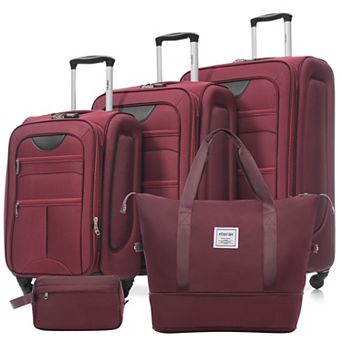 Merax 5 pc Softside Expandable Luggage Set with Spinner Wheels & Duffel Bag