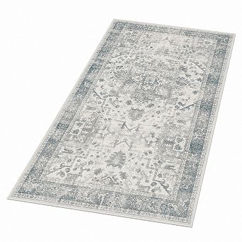 Boho Washable Runner Rug Non Slip Ultra Thin Low Pile Vintage Soft for High Traffic Areas