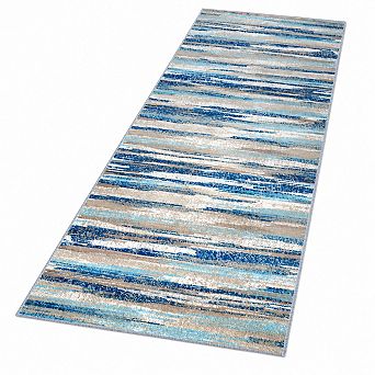 Aqua Beige Washable Non Slip Soft Hallway Kitchen Runner Rug