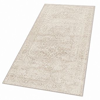 Beige Vintage Washable Non Slip Low Pile Medallion Area Rug for Entryway Kitchen Bedroom