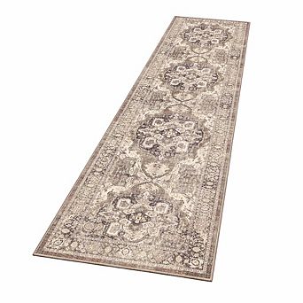 2x10 Runner Rug Washable Non Slip Soft Low Pile Farmhouse Neutral Tone