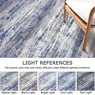Abstract Striped Washable Non Slip Low Pile Runner Rug For High Traffic Areas