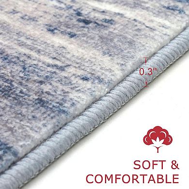 Abstract Striped Washable Non Slip Low Pile Runner Rug For High Traffic Areas
