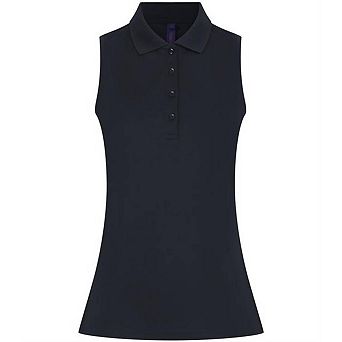Henbury Womens/Ladies CoolPlus Sleeveless Polo Shirt
