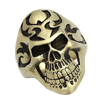 Alamode Antique Copper Ion Plated Epoxy Skull Ring
