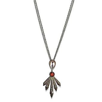 Alamode Antique Copper Brass Synthetic Glass Vintage Necklace