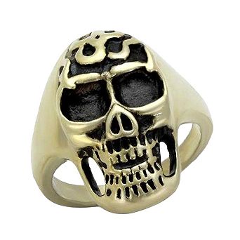 Alamode Antique Copper Ion Plated Epoxy Skull Ring