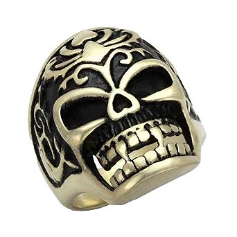 Alamode Antique Copper Ion Plated Epoxy Skull Ring