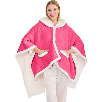 Inhand Wearable Heated Throw Blanket 50"x60", Flannel Electric Wrap Poncho Shawl with Pockets
