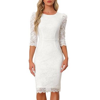 Women's Elegant Lace Dress 3/4 Sleeve Wedding Guest Bodycon Cocktail Dresses