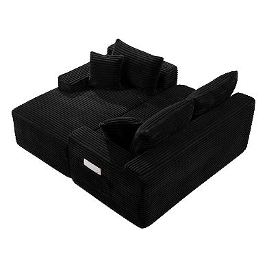 Compression Corduroy Sectional Couch Sofa With L-Shape Chaise