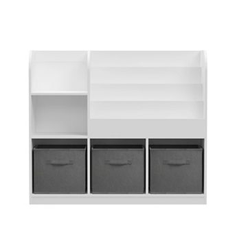Lufeiya Kids Bookcase and Toy Storage Organizer, 3 Fabric Drawer Bookshelf Display Stand