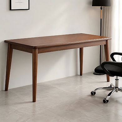 Lufeiya 55.1 or 63 inch Solid Wood Writing Desk, Rubberwood Computer Desk for Home Office