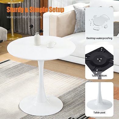 Lufeiya 31.5 Inch Round Dining Table with Tulip Pedestal Base MDF Wood Top for Dining Room