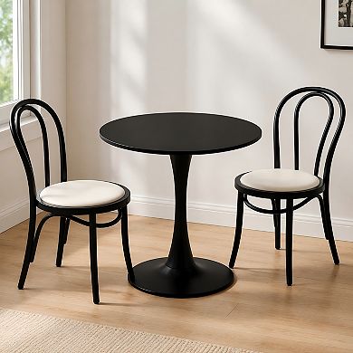 Lufeiya 31.5 Inch Round Dining Table with Tulip Pedestal Base MDF Wood Top for Dining Room