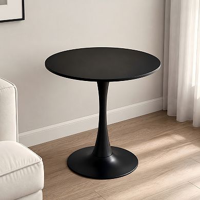 Lufeiya 31.5 Inch Round Dining Table with Tulip Pedestal Base MDF Wood Top for Dining Room