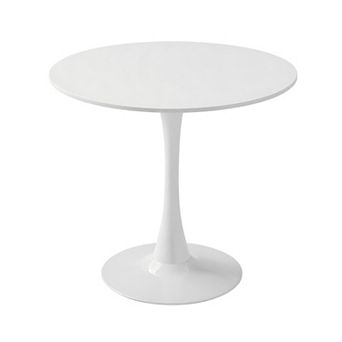 Lufeiya 31.5 Inch Round Dining Table with Tulip Pedestal Base MDF Wood Top for Dining Room