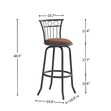 Lufeiya 3 Piece Counter Height Dining Table Set with 2 Chairs, Fabric Seats and Metal Backrest