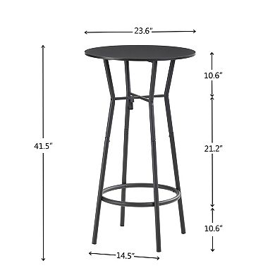 Lufeiya 3 Piece Counter Height Dining Table Set with 2 Chairs, Fabric Seats and Metal Backrest