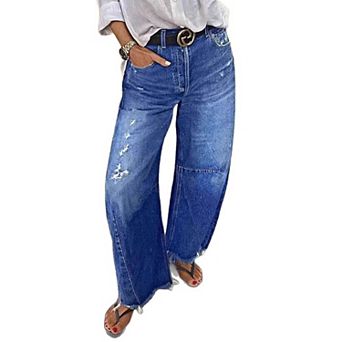 Women's High Waisted Barrel Leg Jeans, Baggy Balloon Denim Pants