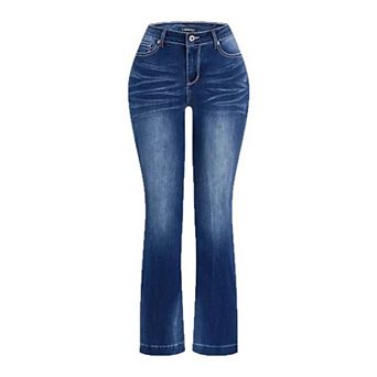 Women's Fleece-Lined Star Embroidered Bootcut Jeans, Light Wash Western Denim Pants