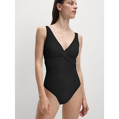 Women's Twist One Piece Swimsuit Deep V Neck Monokini Bathing Suits