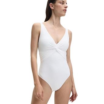 Women's Twist One Piece Swimsuit Deep V Neck Monokini Bathing Suits