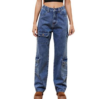 Women's Pants High Waisted Cargo Pants Combat Military Wide Leg Casual Trousers