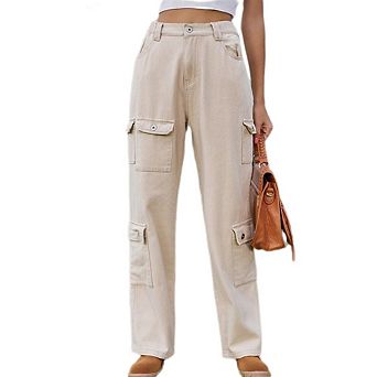 Women's Pants High Waisted Cargo Pants Combat Military Wide Leg Casual Trousers