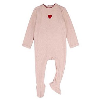 Heart Embroidered Textured Footie