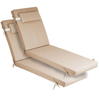 Patio Chaise Lounger Cushions Set of 2, 72x21x3", Water-Resistant, Removable Cover for Poolside