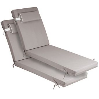 Patio Chaise Lounger Cushions Set of 2, 72x21x3", Water-Resistant, Removable Cover for Poolside
