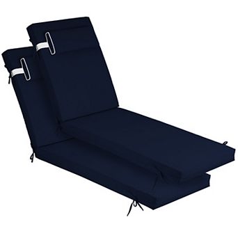 Patio Chaise Lounger Cushions Set of 2, 72x21x3", Water-Resistant, Removable Cover for Poolside