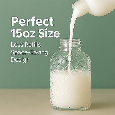 CASAFOYER Glass Soap Dispenser (15 Oz), Refillable Dishwash Liquid Dispenser for Kitchen (White)