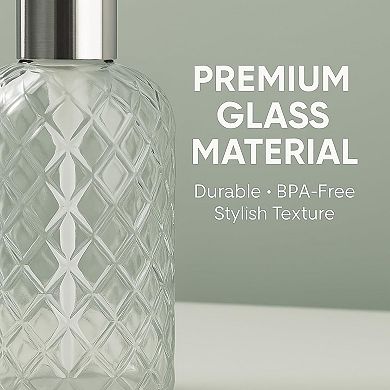 CASAFOYER Glass Soap Dispenser (15 Oz), Refillable Dishwash Liquid Dispenser for Kitchen (White)